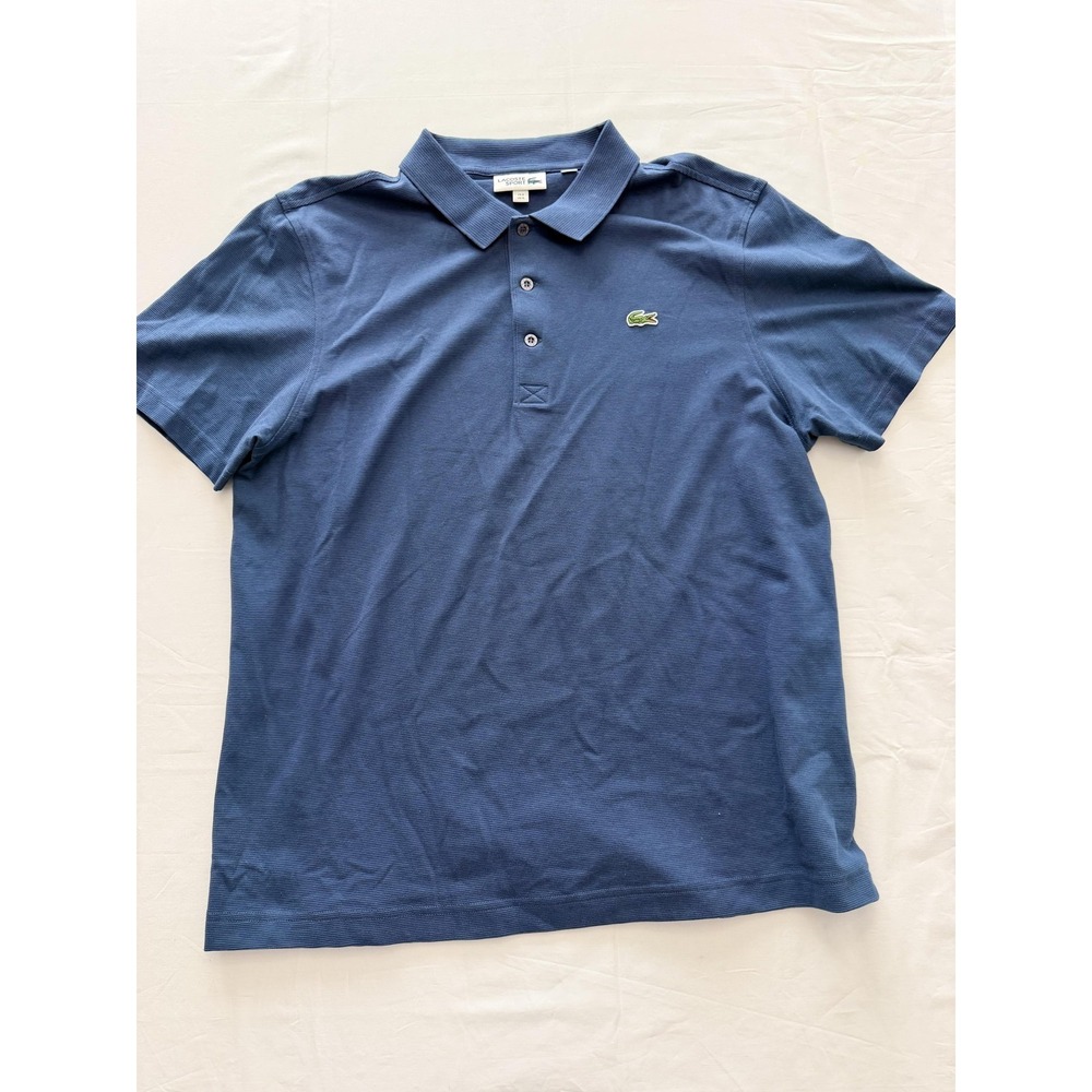 Lacoste Sport Polo Shirt Mens XL Blue Regular Fit Cotton Croc Logo Short Sleeve